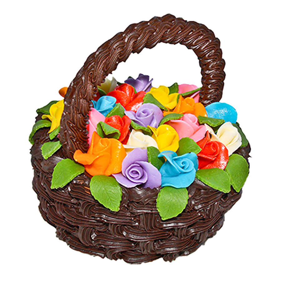 Košík čokoládový s model. růžemi